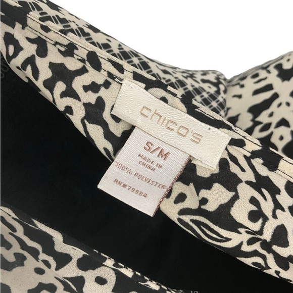 Chico’s Black and Cream Boho Tribal Print Poncho - Picture 7 of 8